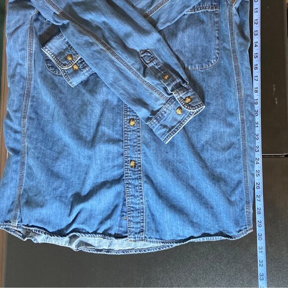 Wrangler Riggs Workwear Mens Denim Button-Front Shirt L 100% Cotton Long Sleeve - Picture 7 of 8